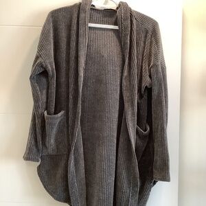 Waffle open front cardigan